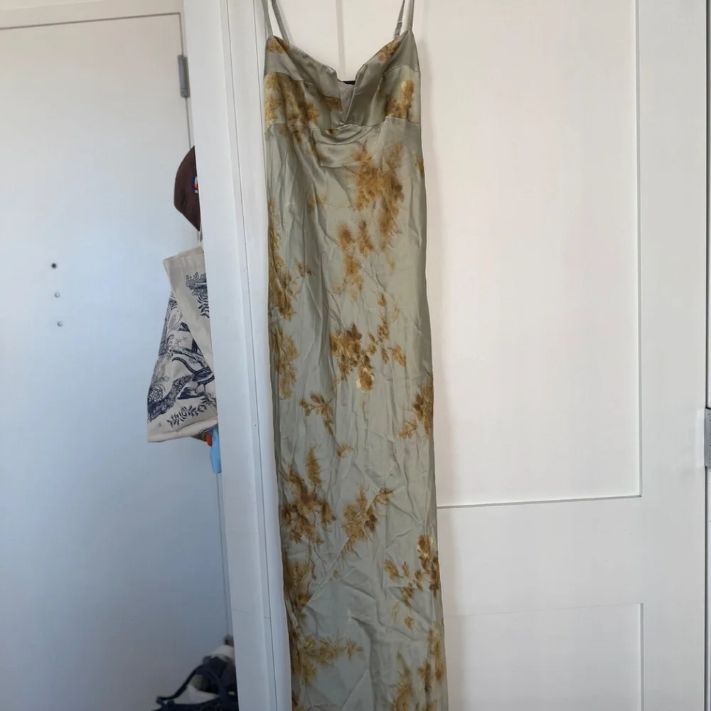 Reformation Brie Silk Dress Golden Hour - Picture 6 of 6